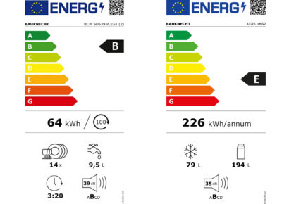 Küche & Concept Bild 1 Energie-Label B und Bild 2 Energie-Label E