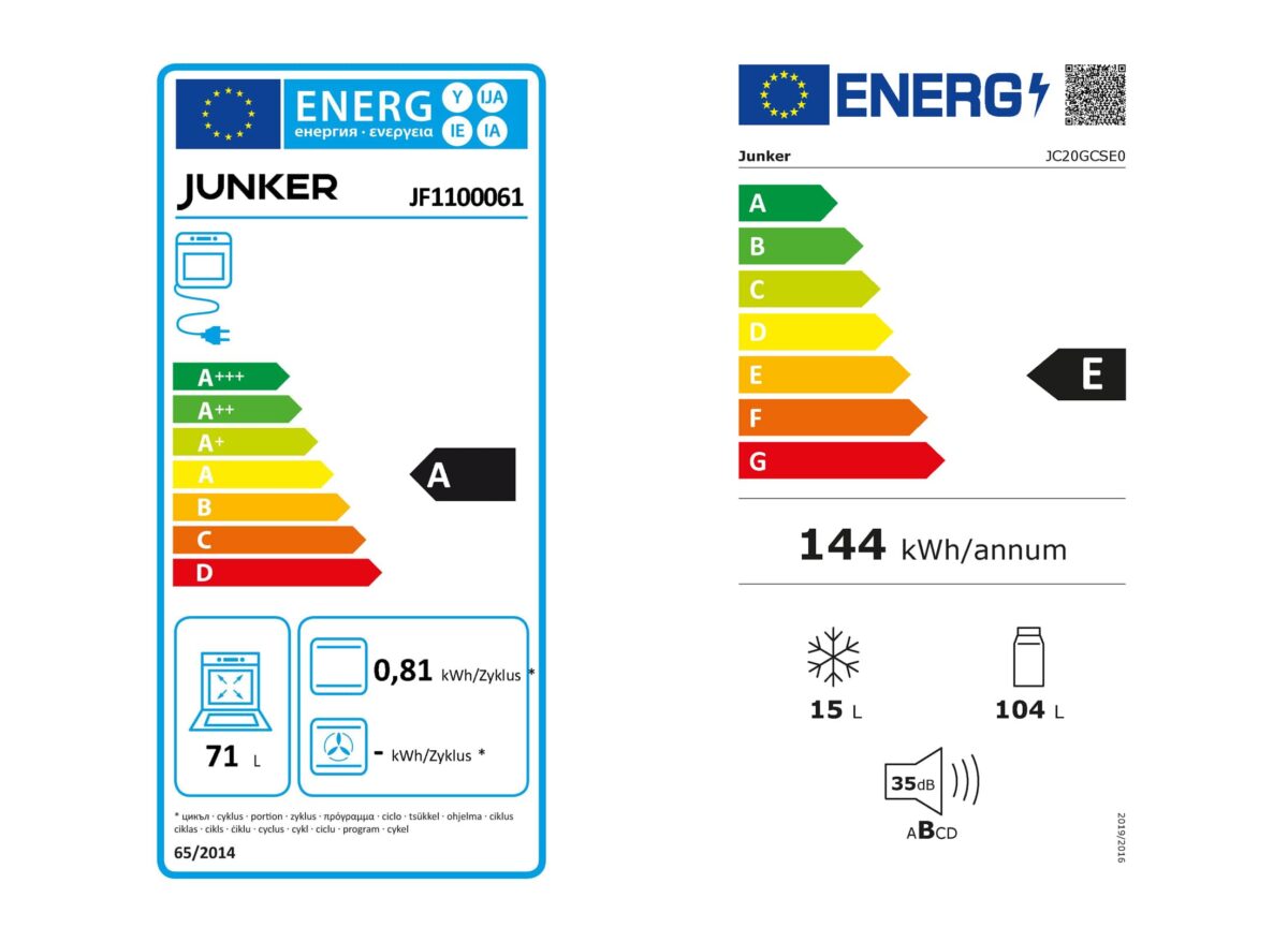 Küche & Concept Bild 1 Energie-Label A und Bild 2 Energie-Label E
