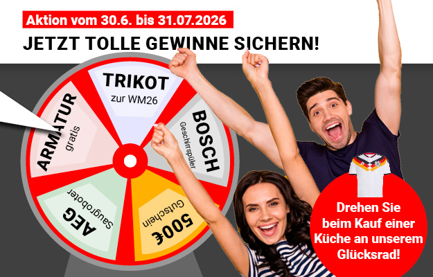 Bannergrafik Glücksrad Aktion im Juli
