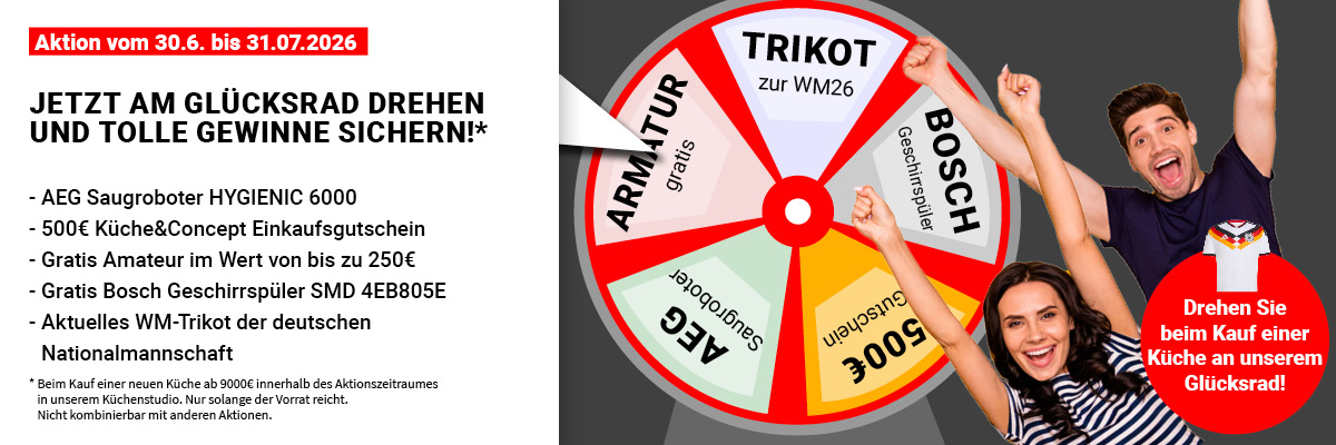 Bannergrafik Glücksrad Aktion im Juli