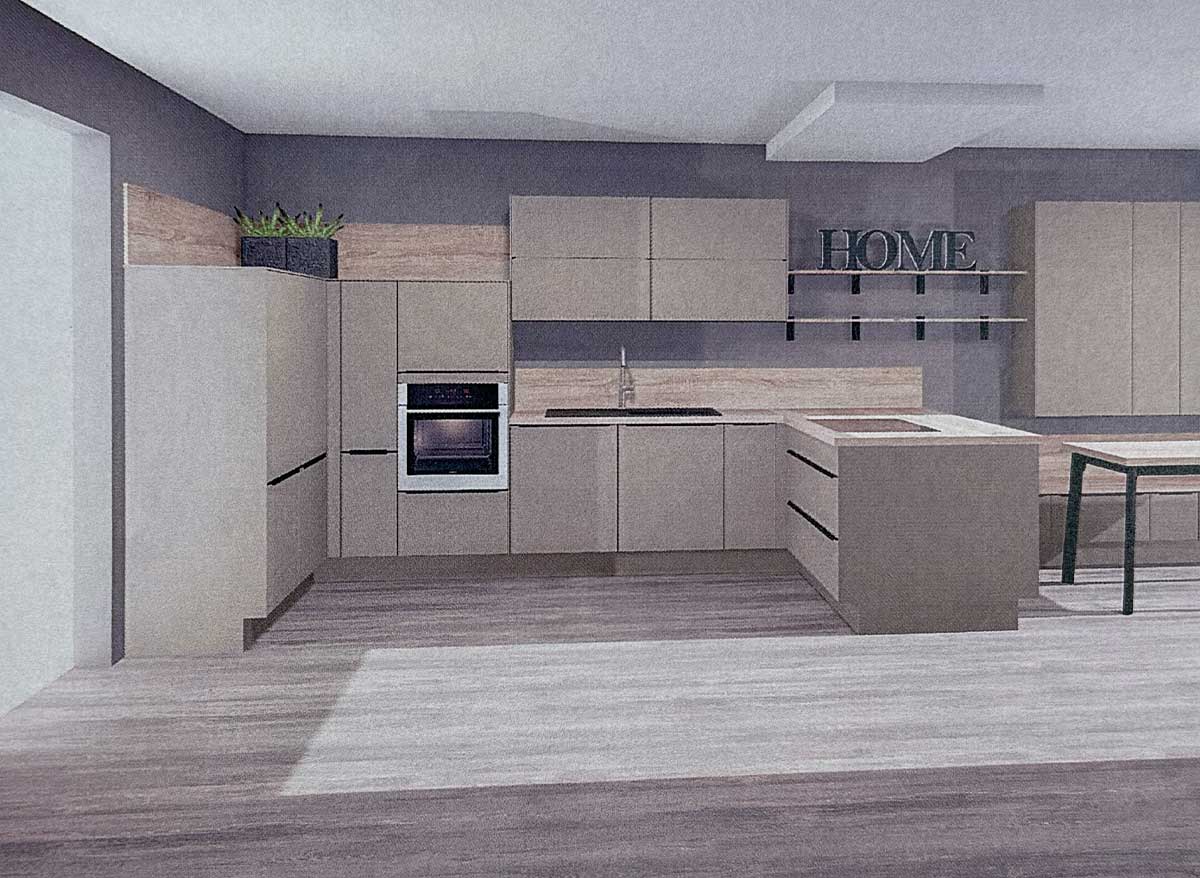 Nobilia Screen Taupegrau Maße 185cm x 406cm x 185cm und Block 150 cm Breit inkl. hochwertiger Miele Geräte